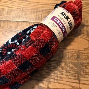 Muk Luks Plaid Red and Black Cabin Socks